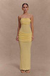 Elora Strapless Knit Maxi Dress - Lemon